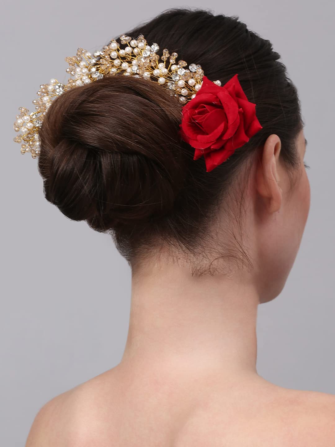 YouBella Women Fashion Stylish and Trendy  Jewellery Beaded Floral Hair Chain for Women and Girls